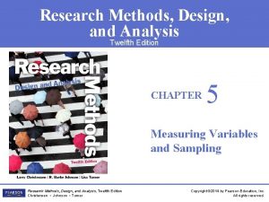Research Methods Design and Analysis Twelfth Edition CHAPTER