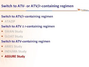 Switch to ATV or ATVrcontaining regimen Switch to