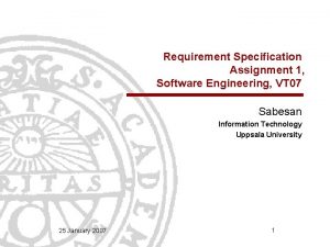 Requirement Specification Assignment 1 Software Engineering VT 07