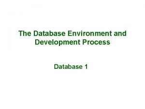 The Database Environment and Development Process Database 1