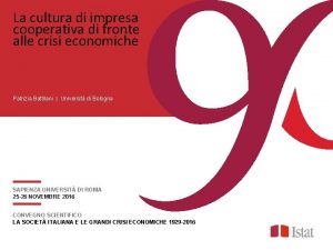 La cultura di impresa cooperativa di fronte alle