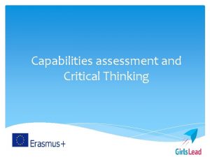 Capabilities assessment and Critical Thinking Capabilities assessment Before