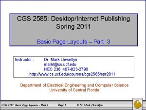 CGS 2585 DesktopInternet Publishing Spring 2011 Basic Page