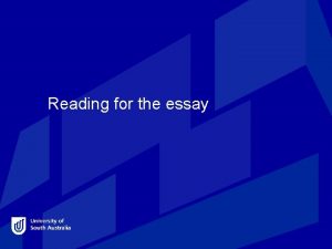 Reading for the essay Copyright COMMONWEALTH OF AUSTRALIA