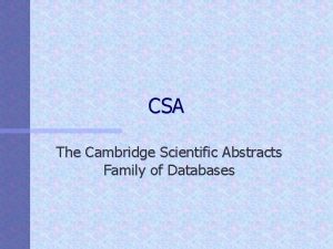 Cambridge scientific abstracts