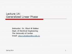 Lecture 14 Generalized Linear Phase Instructor Dr Ghazi