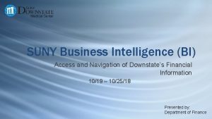 SUNY Business Intelligence BI Access and Navigation of