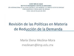 SECRETARA DE SALUD INSTITUTO MEXIQUENSE CONTRA LAS ADICCIONES