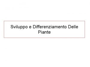 Sviluppo e Differenziamento Delle Piante Prof Mauro Marra