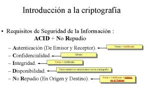 Introduccin a la criptografa Requisitos de Seguridad de