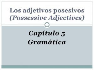 Los adjetivos posesivos Possessive Adjectives Captulo 5 Gramtica