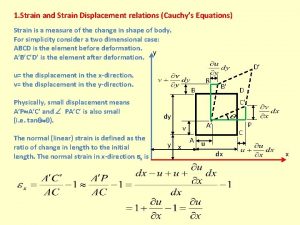 1 Strain and Strain Displacement relations Cauchys Equations