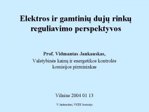 Elektros ir gamtini duj rink reguliavimo perspektyvos Prof