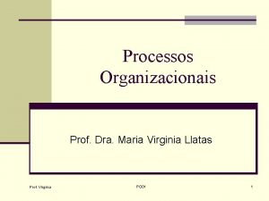 Processos Organizacionais Prof Dra Maria Virginia Llatas Prof