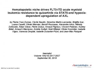 Hematopoietic niche drives FLT 3 ITD acute myeloid