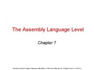 The Assembly Language Level Chapter 7 Tanenbaum Structured