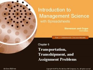 Introduction to Management Science with Spreadsheets Stevenson and