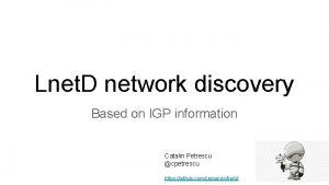 Lnet D network discovery Based on IGP information