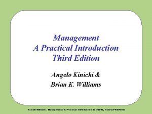 Management A Practical Introduction Third Edition Angelo Kinicki