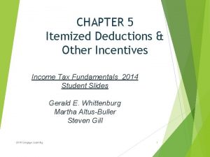 CHAPTER 5 Itemized Deductions Other Incentives Income Tax