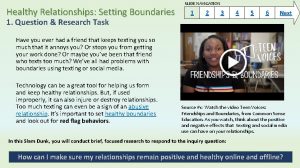 Healthy Relationships Setting Boundaries 1 Question Research Task