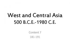 West and Central Asia 500 B C E