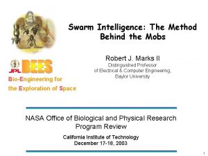 Swarm Intelligence The Method Behind the Mobs Robert