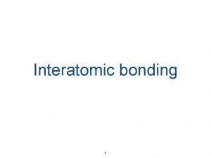 Interatomic bonding 1 Bonding forces of atoms All