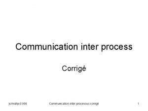 Communication inter process Corrig jcmdlp0105 Communication inter processus