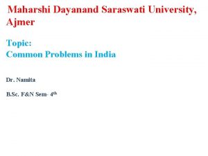 Maharshi Dayanand Saraswati University Ajmer Topic Common Problems