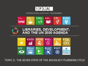 INTERNATIONAL ADVOCACY PROGRAMME LIBRARIES DEVELOPMENT AND THE UN