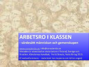 ARBETSRO I KLASSEN vrdestt mnniskan och gemenskapen www