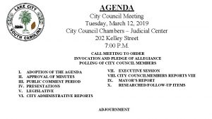 AGENDA City Council Meeting Tuesday March 12 2019