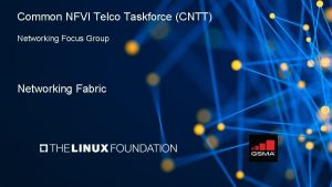 Common NFVI Telco Taskforce CNTT Networking Focus Group