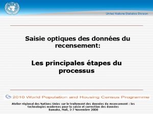 Saisie optiques donnes du recensement Les principales tapes