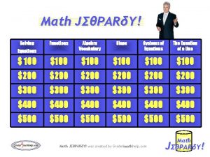 Mth JPARY Solving Functions Algebra Vocabulary Slope Systems