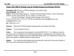 Jan 2007 doc IEEE 802 15 07 0587