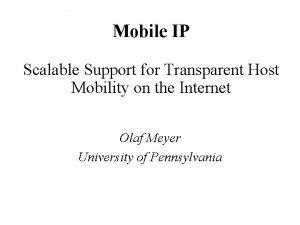 Mobile IP Scalable Support for Transparent Host Mobility