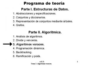 Programa de teora Parte I Estructuras de Datos