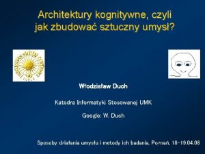 Architektury kognitywne czyli jak zbudowa sztuczny umys Wodzisaw