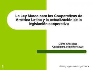 La Ley Marco para las Cooperativas de Amrica