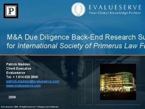 MA Due Diligence BackEnd Research Su for International