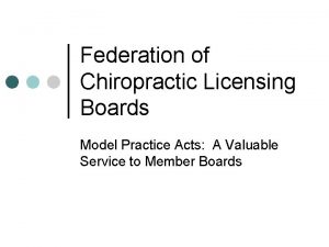 Federation of Chiropractic Licensing Boards Model Practice Acts
