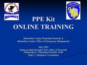 PPE Kit ONLINE TRAINING Hunterdon County Homeland Security