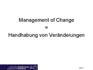 Management of Change Handhabung von Vernderungen Seite 1