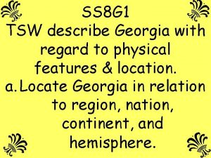 SS 8 G 1 TSW describe Georgia with