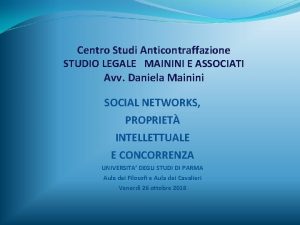 Centro Studi Anticontraffazione STUDIO LEGALE MAININI E ASSOCIATI