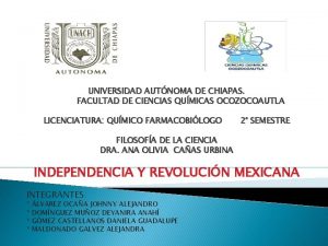 UNIVERSIDAD AUTNOMA DE CHIAPAS FACULTAD DE CIENCIAS QUMICAS