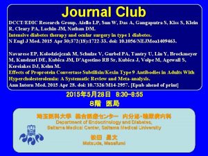 Journal Club DCCTEDIC Research Group Aiello LP Sun