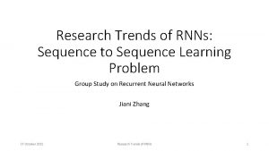 Research Trends of RNNs Sequence to Sequence Learning